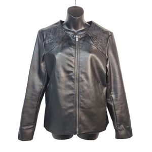 Women's Black Faux Leather Jacket Size M